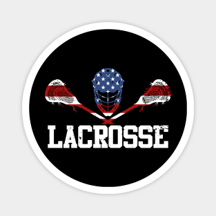 Lacrosse Player USA American Flag Magnet